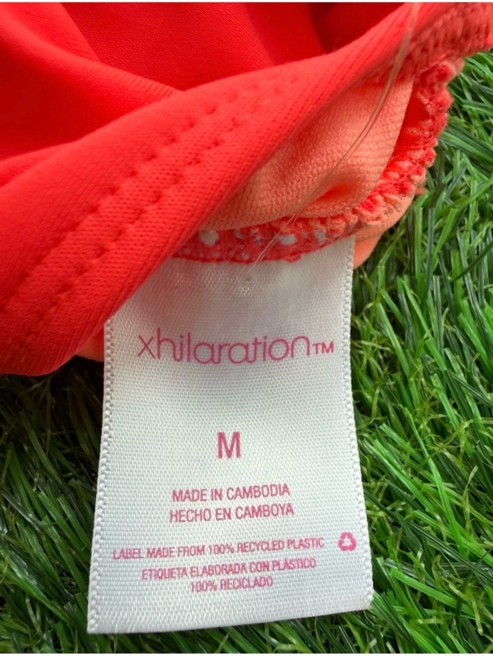 Xhileration Womens M Two-Tone Pink & Coral Swim Top NWT Racerback - Picture 5 of 6